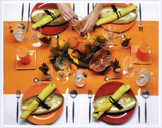  - Exotické stolování v oranžové barvě s názvem - Tropický ráj -